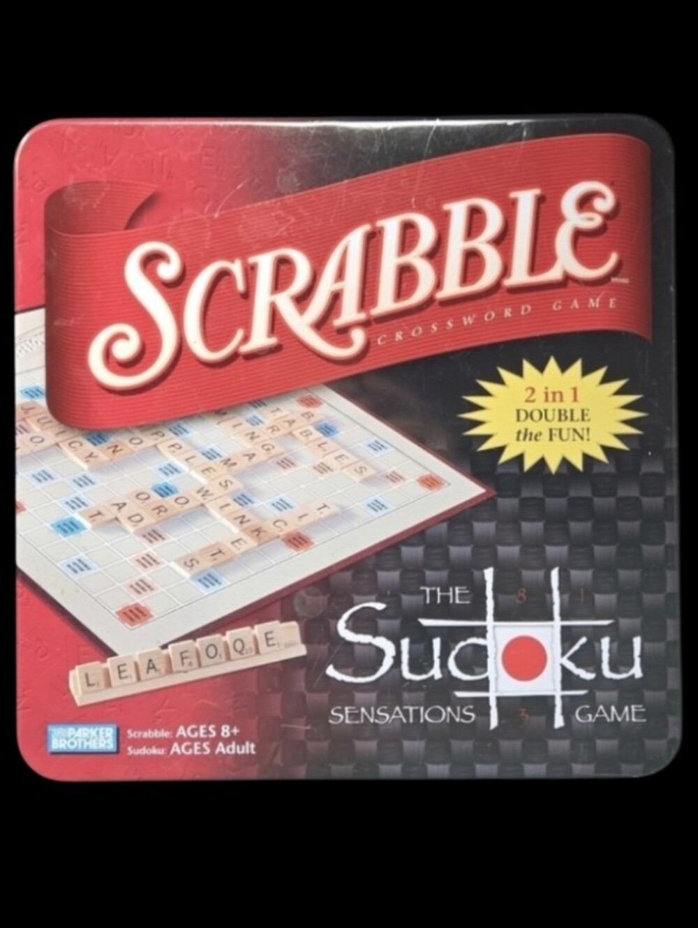 2005 Edition Parker Brothers Scrabble & Sudoku 2-In-1 Game Set In Collectors Tin